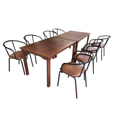Bộ bàn ghế gỗ dầu gồm 1 bàn 8 ghế