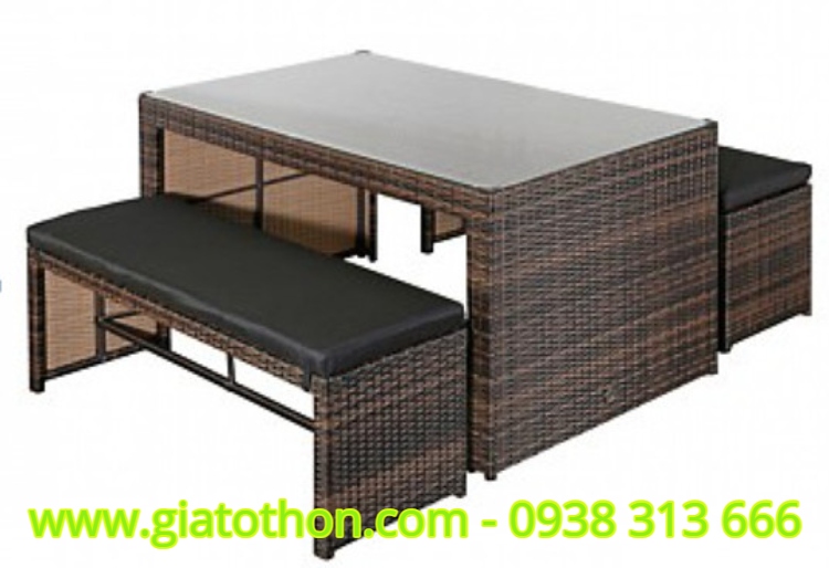 BÀN GHẾ NHỰA MÂY BÀN TO GHẾ DÀI KHÔNG TỰA GIÁ RẺ bàn ghế cafe giá rẻ
