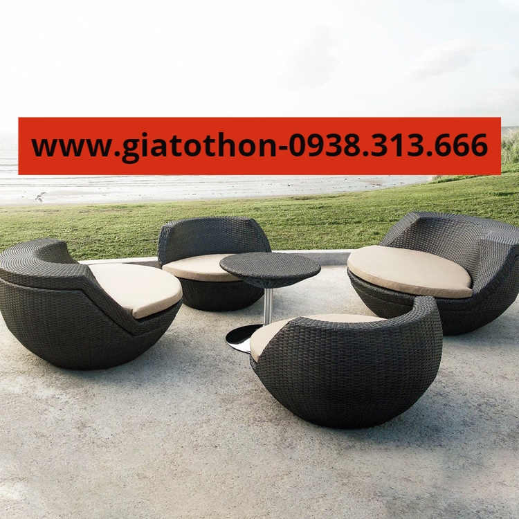 bàn ghế nhựa giả mây ngoài trời