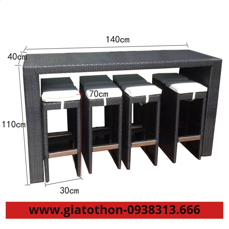 bàn ghế nhựa mây quầy bar tại nhà