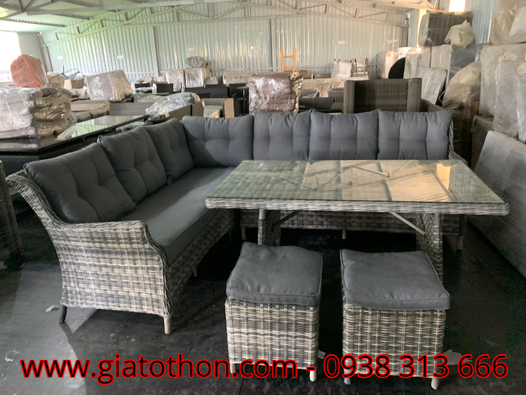 sofa phòng khách bằng nhựa mây