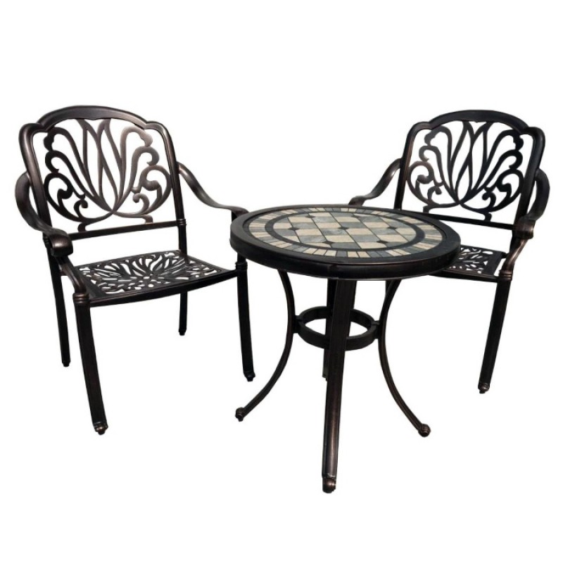 Bộ bàn ghế Cafe sân vườn Composite ngoài trời chữ nhật nan đen BCP-08